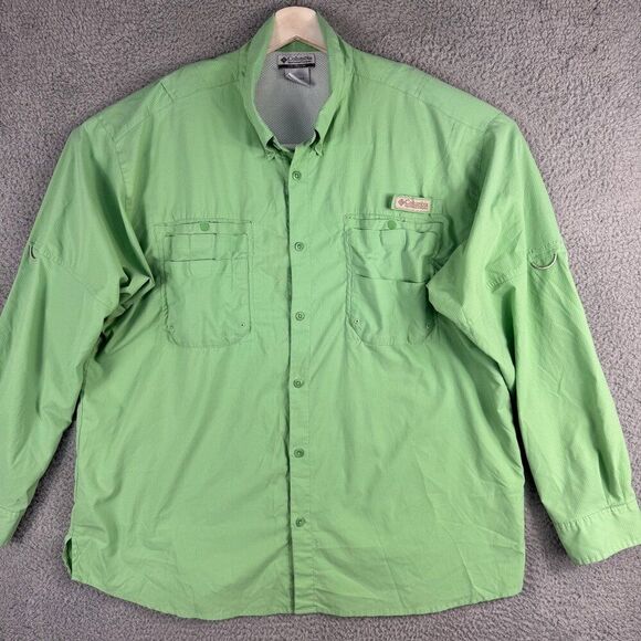 Columbia PFG Shirt Mens XXL Green Fishing Vented Outdoor Casual‎ Hunting Camping - Picture 1 of 14